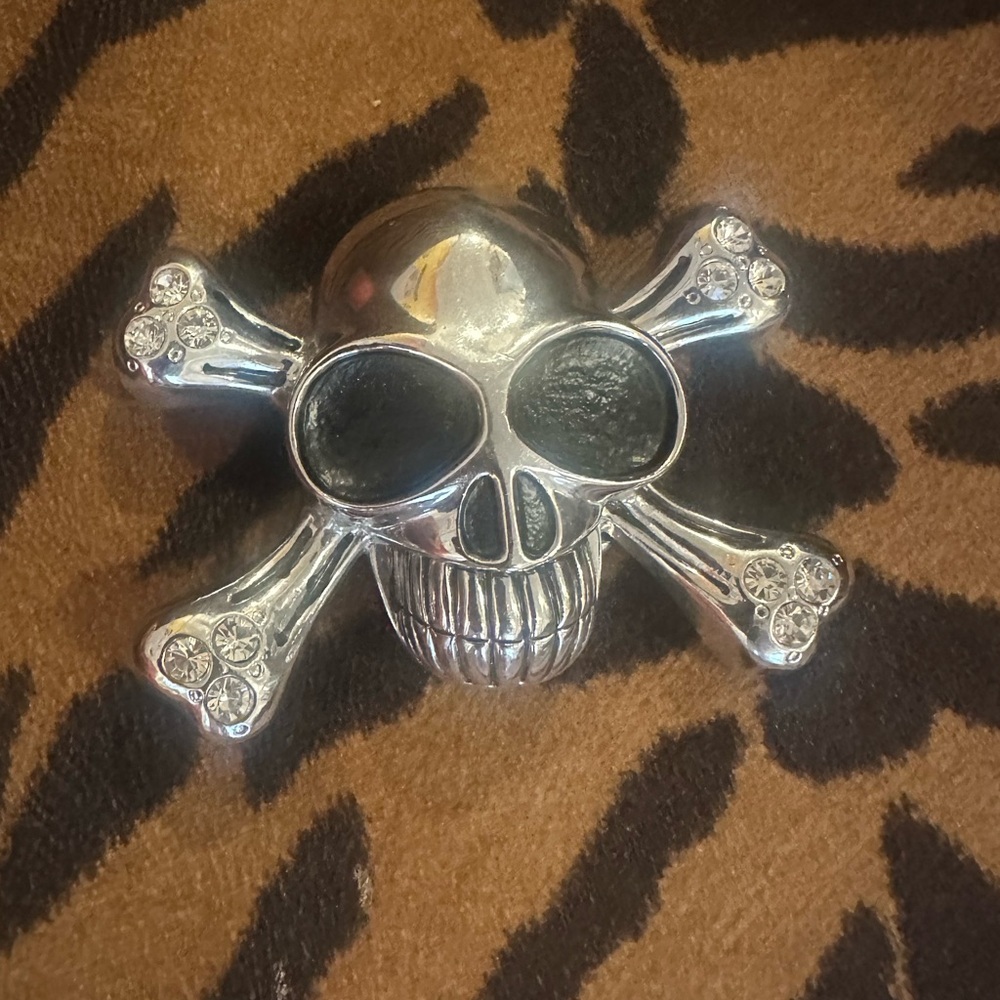Silver Skull and Crossbones belt buckle